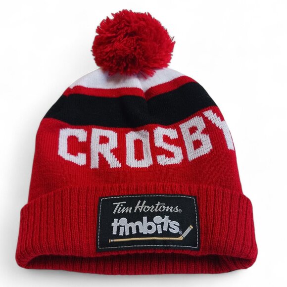 Sidney Crosby Timbits Hockey Toque Red Black  with Pom Pom Collector Hat New - Picture 1 of 5